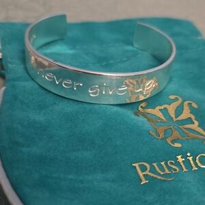 Rustic Cuff Silver Bracelet with Engraving